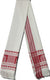 Pride of Assam white handloom gamusa with red floral motifs and stripes, made of masries fabric.