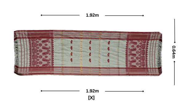 Traditional Assamese occasion handloom Gamusa- with traditional floral motif