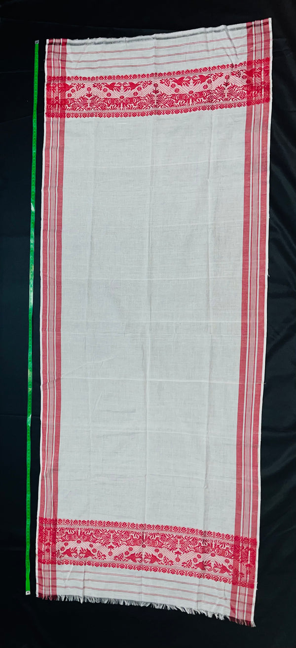 Traditional Assamese handloom Gamusa- with traditional floral motif