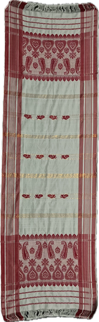 Traditional Assamese occasion handloom Gamusa- with traditional floral motif