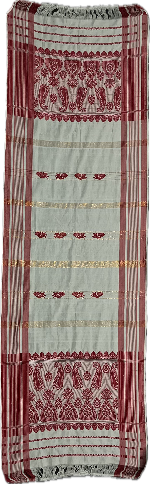 Traditional Assamese occasion handloom Gamusa- with traditional floral motif