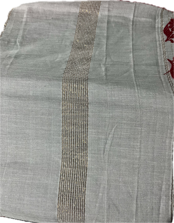 Traditional Assamese occasion handloom Gamusa- with traditional floral motif