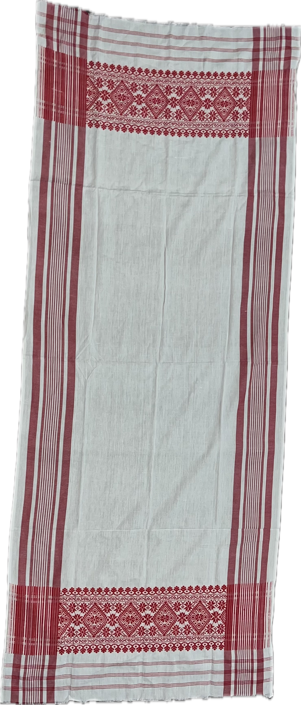 Traditional Assamese handloom Gamusa- with traditional floral motif